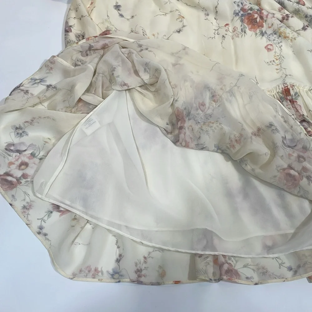 LoveShackFancy Angie Dress Size 6 Delicate Floral 100% Silk Maxi Dress - Picture 11 of 13